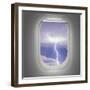 Aircraft Window with View of Lightning Strike-Steve Collender-Framed Art Print