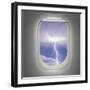 Aircraft Window with View of Lightning Strike-Steve Collender-Framed Art Print