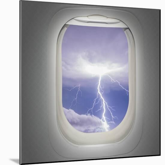 Aircraft Window with View of Lightning Strike-Steve Collender-Mounted Art Print