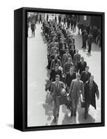 Airforce Cadets Walking in Rows (B&W)-Hulton Archive-Framed Stretched Canvas