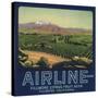 Airline Brand - Fillmore, California - Citrus Crate Label-Lantern Press-Stretched Canvas