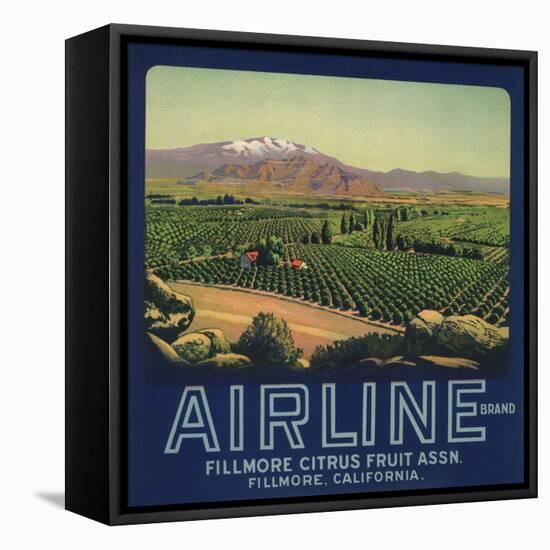 Airline Brand - Fillmore, California - Citrus Crate Label-Lantern Press-Framed Stretched Canvas