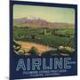 Airline Brand - Fillmore, California - Citrus Crate Label-Lantern Press-Mounted Art Print