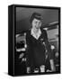 Airline Stewardess Seving Coffee-Peter Stackpole-Framed Stretched Canvas