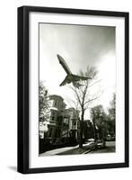 Airliner Above Residential Area-null-Framed Photographic Print