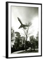 Airliner Above Residential Area-null-Framed Photographic Print