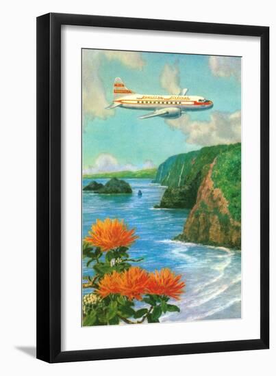 Airliner over Hawaii-null-Framed Art Print