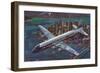 Airliner over Manhattan-null-Framed Art Print