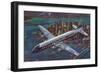 Airliner over Manhattan-null-Framed Art Print