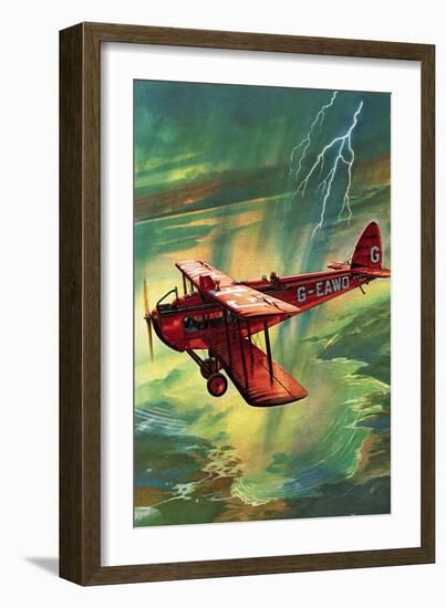 Airliner Struck by Lightning-English School-Framed Giclee Print