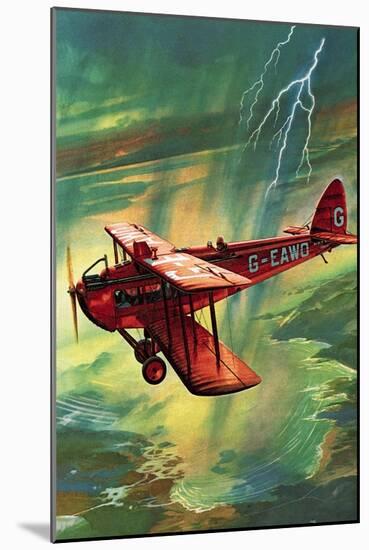 Airliner Struck by Lightning-English School-Mounted Giclee Print