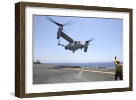 Airman Directs the Take-Off an MV-22 Osprey-null-Framed Photographic Print