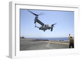 Airman Directs the Take-Off an MV-22 Osprey-null-Framed Photographic Print