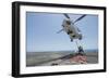 Airmen Attach a Cargo Hook to an SA-330J Puma Helicopter-null-Framed Photographic Print