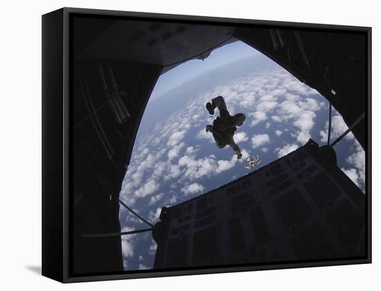 Airmen Jump Out of an Hc-130 Hercules over Djibouti-Stocktrek Images-Framed Stretched Canvas