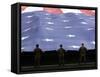 Airmen Present the American Flag During the National Anthem-Stocktrek Images-Framed Stretched Canvas