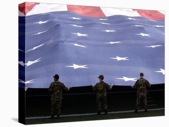 Airmen Present the American Flag During the National Anthem-Stocktrek Images-Stretched Canvas
