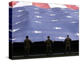 Airmen Present the American Flag During the National Anthem-Stocktrek Images-Stretched Canvas