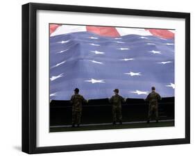 Airmen Present the American Flag During the National Anthem-Stocktrek Images-Framed Premium Photographic Print