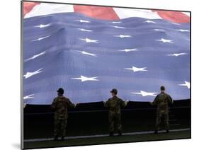 Airmen Present the American Flag During the National Anthem-Stocktrek Images-Mounted Premium Photographic Print