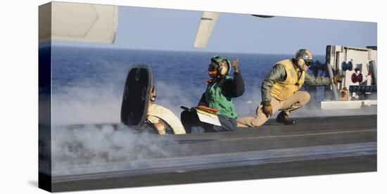 Airmen Signal During a Launch on the Flight Deck of USS Nimitz-null-Stretched Canvas