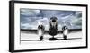 Airplaine taking off in a blue sky-Gasoline Images-Framed Art Print