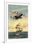 Airplane and Full-Rigged Clipper Ship-null-Framed Art Print