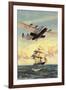 Airplane and Full-Rigged Clipper Ship-null-Framed Art Print