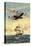 Airplane and Full-Rigged Clipper Ship-null-Stretched Canvas