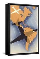 Airplane and Shadow over the Americas-null-Framed Stretched Canvas