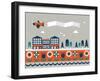 Airplane Banner City Vector/Illustration-lyeyee-Framed Art Print