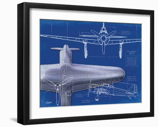 Airplane Blueprint 1-Carole Stevens-Framed Art Print