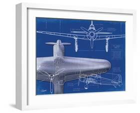 Airplane Blueprint 1-Carole Stevens-Framed Art Print