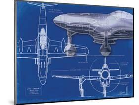 Airplane Blueprint 2-Carole Stevens-Mounted Art Print