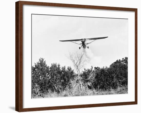 Airplane Dropping Cloud of Mosquito Insecticide-null-Framed Photographic Print