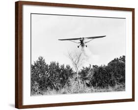 Airplane Dropping Cloud of Mosquito Insecticide-null-Framed Photographic Print