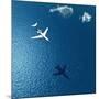 Airplane Flies over a Sea-Photobank gallery-Mounted Art Print
