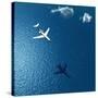 Airplane Flies over a Sea-Photobank gallery-Stretched Canvas