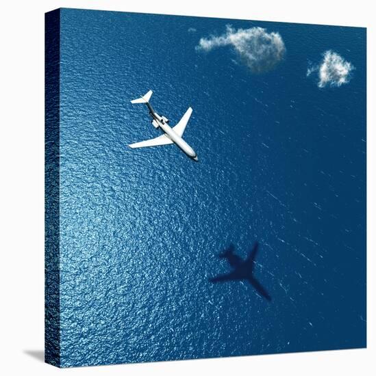 Airplane Flies over a Sea-Photobank gallery-Stretched Canvas