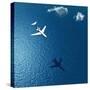 Airplane Flies over a Sea-Photobank gallery-Stretched Canvas