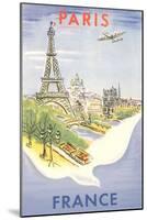 Airplane Flying over Paris, France-null-Mounted Art Print