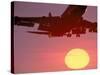 Airplane in Flight During Sunrise, Sunset-Mitch Diamond-Stretched Canvas