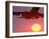 Airplane in Flight During Sunrise, Sunset-Mitch Diamond-Framed Photographic Print