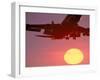 Airplane in Flight During Sunrise, Sunset-Mitch Diamond-Framed Photographic Print