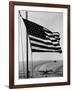 Airplane on Battleship Deck with American Flag in Foreground, World War II-null-Framed Photo