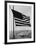 Airplane on Battleship Deck with American Flag in Foreground, World War II-null-Framed Photo