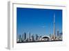 Airplane over City Skylines, Cn Tower, Toronto, Ontario, Canada 2011-null-Framed Photographic Print