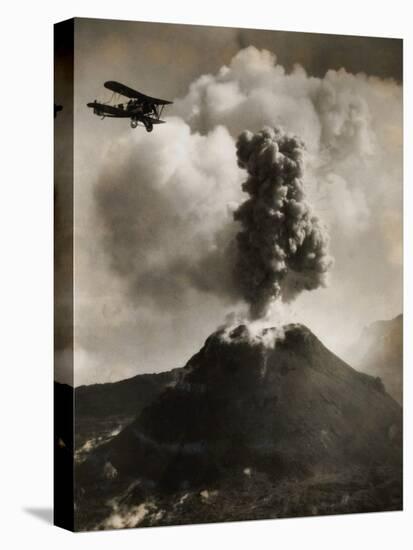 Airplane over Mount Vesuvius-null-Stretched Canvas