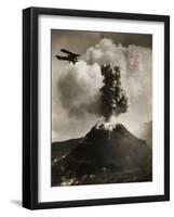 Airplane over Mount Vesuvius-null-Framed Photographic Print