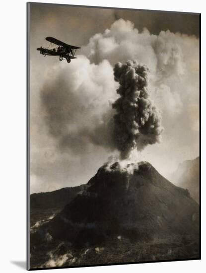 Airplane over Mount Vesuvius-null-Mounted Photographic Print